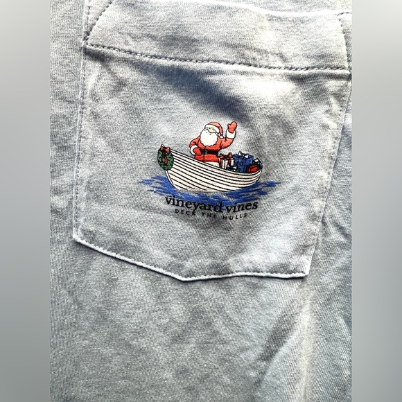 Vineyard Vines Light‎ Blue Long Sleeve Tee- XXL, Mens, Deck the Hulls - Picture 3 of 5